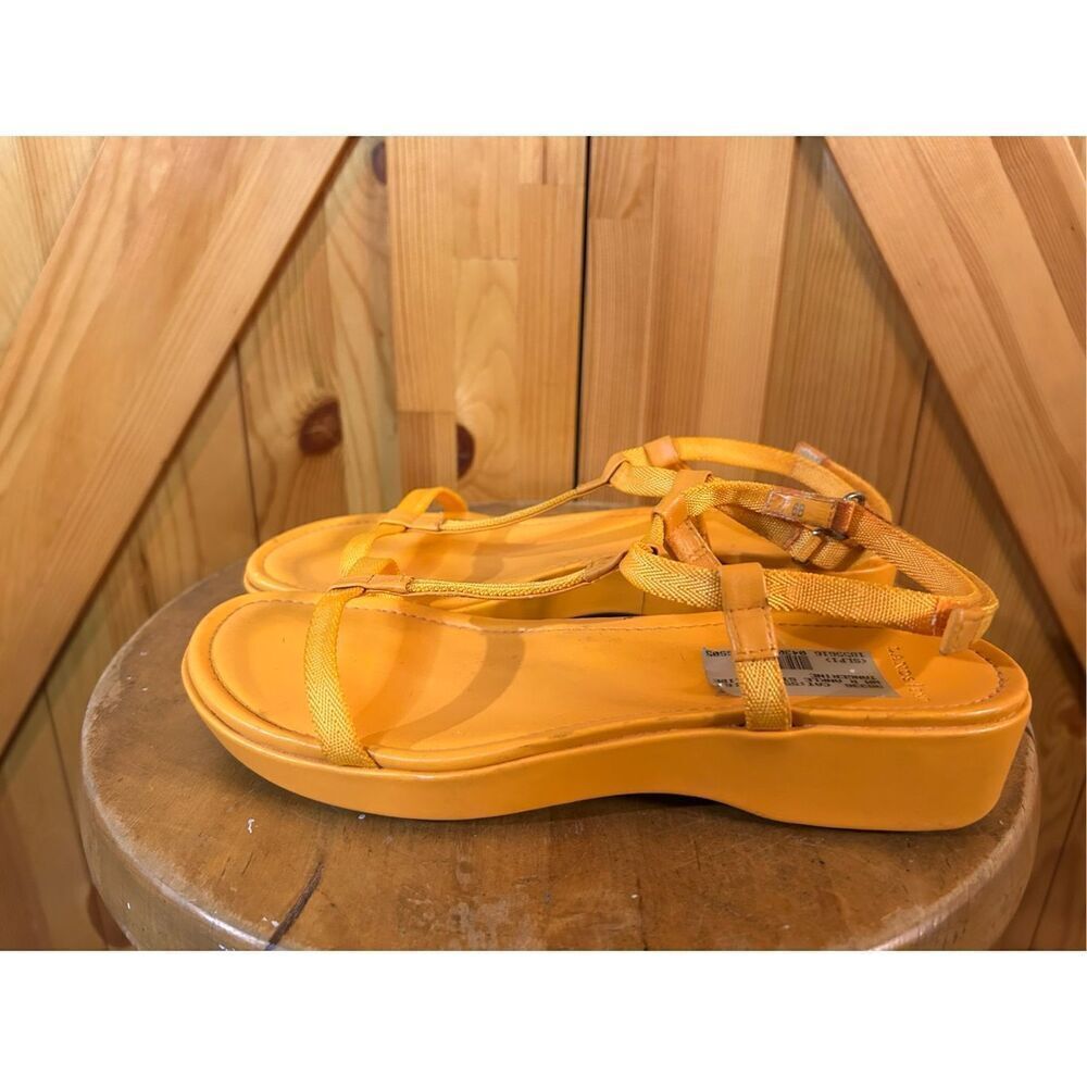 Lands’ End ankle strap slide, tangerine size 6 ￼